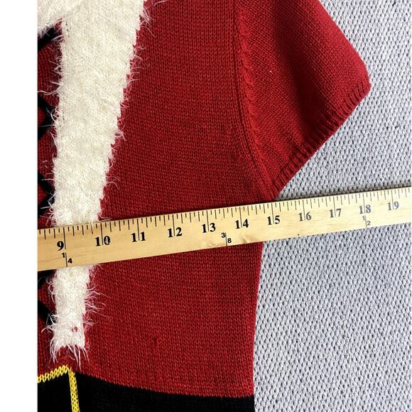 Poof New York Christmas Vintage Knit Sweater Dress Womens L Red/White Mrs Claus - Picture 10 of 13